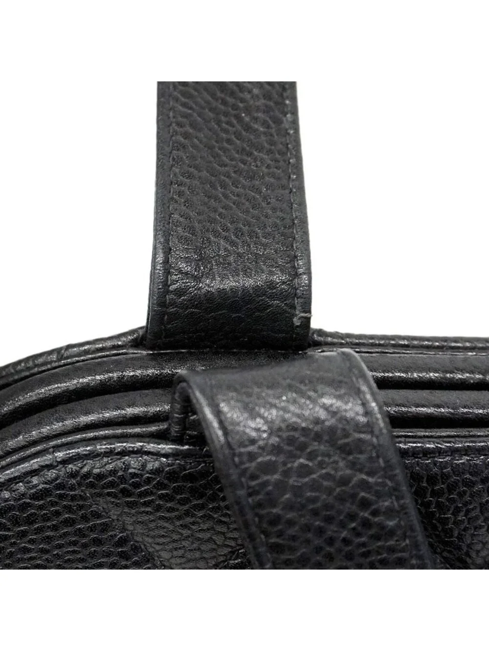 Chanel Handbag Quilted Caviar Leather Black Gold